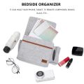OUMERY Bedside Organizer, Felt Bed Storage with Tissue Box and Water Bottle Holder, Magazine Phone Tablet - Light Gray. 