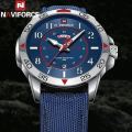 NaviForce NF9204 Stylish Day Date Display Nylon Strap Watch For Men -  Blue. 
