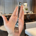 Kitchen accessories Stainless Steel Dinner Fork Long Handle Table Forks Set Korean Cutlery Four Tine Salad Dessert Fruit Forks Kitchen Demoo. 
