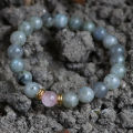 Real Rose Quartz & Labradorite Stone Couple Bracelet. 