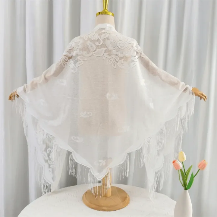 Fashion%20Tassel%20Patchwork%20Tulle%20Scarf%20Hollow%20Solid%20Color%20Lace%20Shawl%20Breathable%20Party%20Accessories%20Triangle%20Scarf%20-%20Image%206