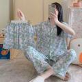 3 Piece Pajama Set Girls' short sleeve shirt long trouser Home wear Short Sets Night Shirt Pajama Women's Sleepwear. 