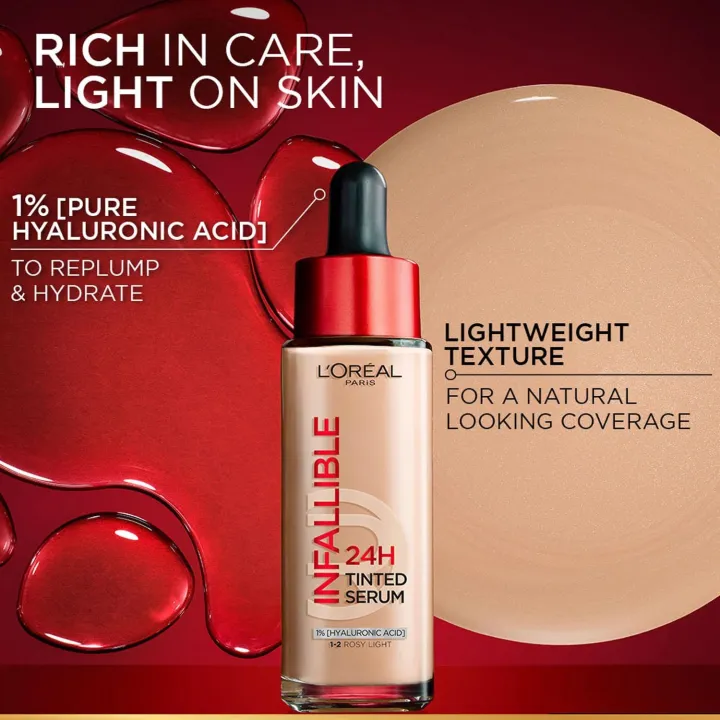 Loreal%20Paris%20Infallible%2024H%20Tinted%20Serum%20Foundation%20%7C%20Light-Weight%20Coverage%20%7C%20Dewy%20&%20Radiant%20Finish%20%7C%20Transfer-Proof%20%7C%20with%201%25%20Hyaluronic%20Acid%20%7C%2030ml%20%7C%203%20-%204%20Light%20-%20Medium%20-%20By%20Allure%20Cosmetics%20-%20Image%203