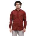 Maroon Color Premium Cotton Full Sleeves Solid Casual Shirt For Men. 