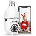 5MP Light Bulb Camera WiFi Outdoor, 1080P E27 Bulb Camera, 360 Degree Panoramic Wireless Home Surveillance Cameras, Two Way Audio, Night Vision, Smart Motion Detection and Alarm. 