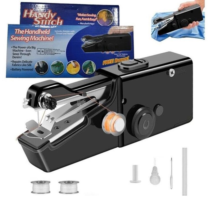 Strapless Stitching Machine Black Color Portable Bobbin With Thread and Needle Locked Stitcher ...