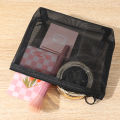 3Size Black Mesh Makeup Bag Women Transparent Cosmetic Bag Small Large Portable Storage Bags Travel Towel Organizer. 