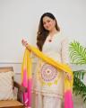 Women’s Pure Cotton Schiffli & Lino Kurti Pant with Lahariya Dupatta Set By Sapnaaz Fashion. 