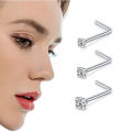 6 stylish stainless steel zircon nasal septum pierced studs 20G mini nose ring earring pierced studs lady body pierced accessori. 