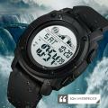 SKMEI 1576 Men Sport Digital Stopwatch Backlight Alarm Waterproof Wrist Watch - Black. 