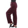 Women's Maroon Inner Fleece Trousers Winter Warm Thickened Wide Leg Pants Casual Loose Fit Elastic Waist. 