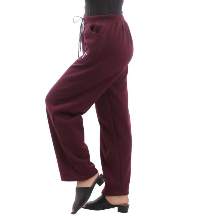 Women's%20Maroon%20Inner%20Fleece%20Trousers%20Winter%20Warm%20Thickened%20Wide%20Leg%20Pants%20Casual%20Loose%20Fit%20Elastic%20Waist%20-%20Image%204