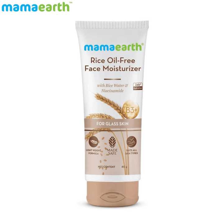 mamaearth Rice Oil-Free Face Moisturizer for Oily Skin, With Rice Water & Niacinamide for Glass Skin - 80 g