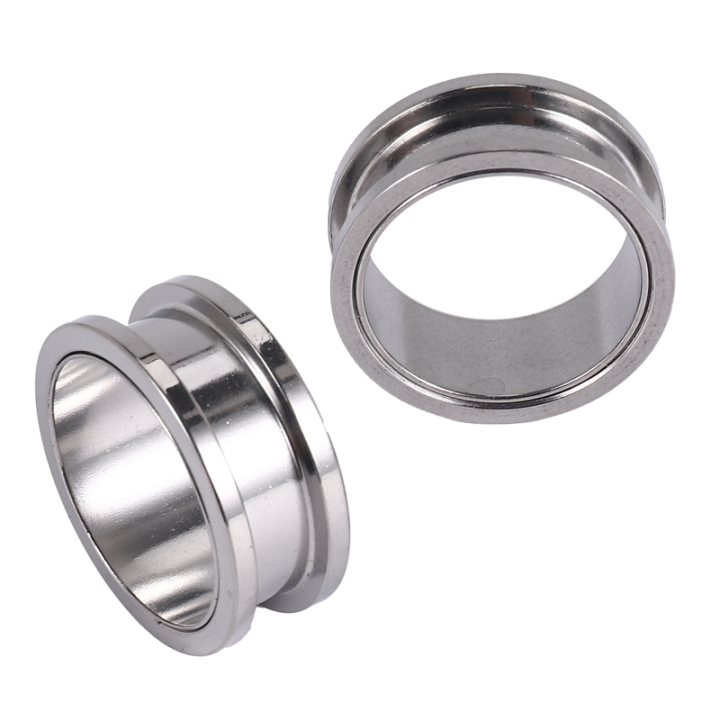 ARELENE 1 Pair Screw Fit Stainless Steel Ear Plugs Rings Flesh Tunnels Piercing Jewelry Steel Color, 22mm