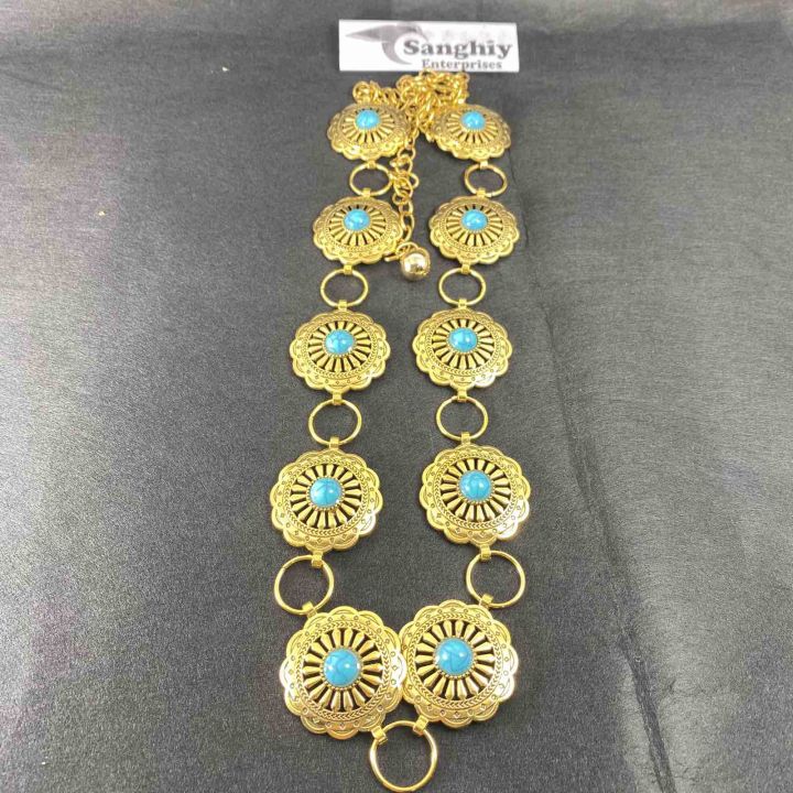 Women%20Western%20Chain%20Belt%20Concho%20Chain%20Adjustable%20Turquoise%20Metal%20Boho%20Waist%20Chain%20for%20Jeans%20or%20Dresses%20-%20Image%202