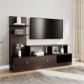 Kamakhya Decor Brown Low Height Wooden Wall TV Unit With Storage Cabinet. 