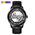 Skmei M031 Mechanical Creative Dial Fully Automatic Hollowed Out Stainless Steel Case Leather Strap Watch. 