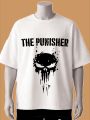 The Punisher Graphic Printed Oversized T-Shirt – White, Cream, Maroon. 