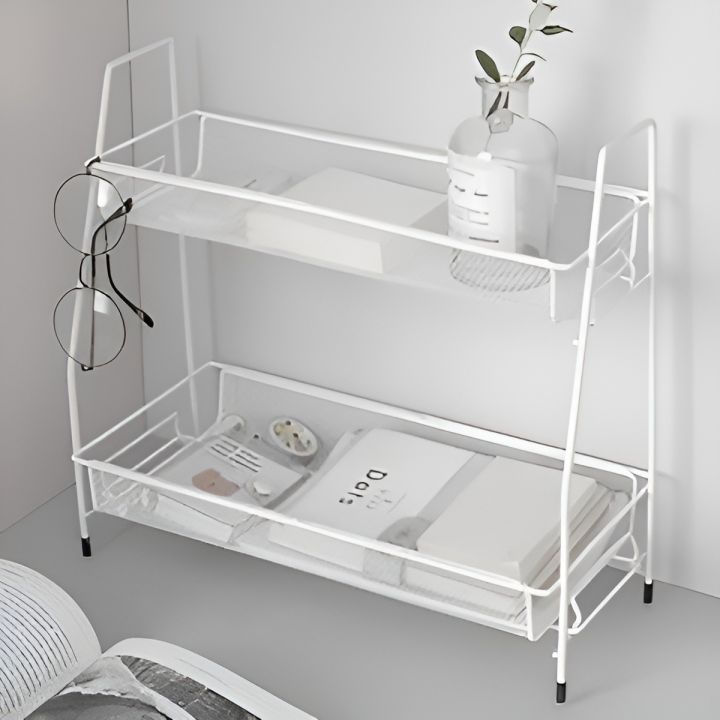 2 Layer Spice Rack Countertop Bathroom Shelf Desktop Makeup Organizer ...