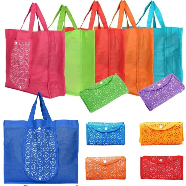 1 Piece Non Woven Fabric Reusable Foldable Shopping Bags Eco Friendly - Bags | Shopping Bags | Multicolor