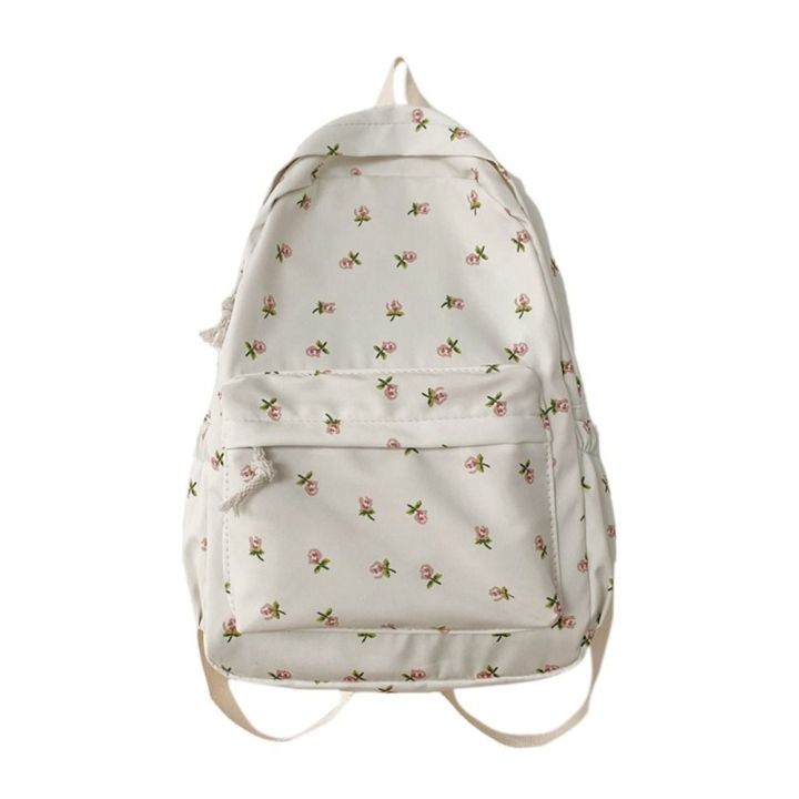 Embroidery Floral Backpack Kawaii Handbag Large Capacity Students School Bag Travel Bag Storage Bag Floral Shoulder Bag School