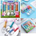 Kids Zone - Kids Peppa Pig Tableware Spoon & Fork Stainless Steel 4 Pcs Set. 