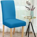 Global Premium Stretchable  Plain Blue  Dining Chair Cover - Set of 4. 