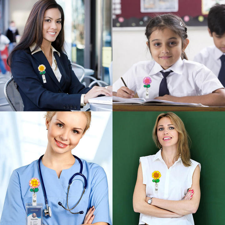Easy%20pull%20Badge%20holder%20Teacher%20badge%20reel%20Sunflower%20Retractable%20badge%20reel%20Sunflower%C2%A0%20Clip-on%20for%20Hospital%20staff%20Nursing%20-%20Image%205
