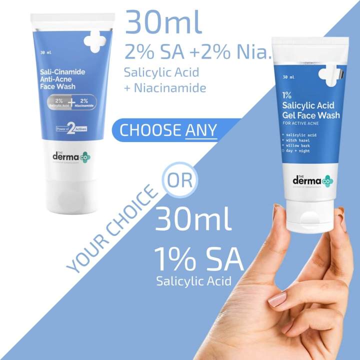The Derma Co 1% Salicylic Acid Gel Face Wash With Salicylic Acid & Witch Hazel For Active Acne - 30 ml