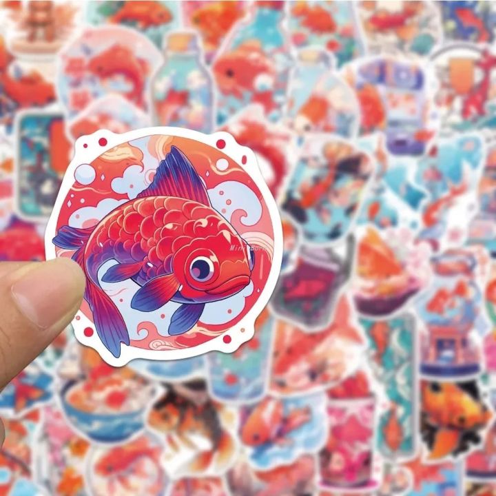 Mini Born 10/30/50pcs Good Luck Koi Carp Stickers Kawaii Fish Cartoon SticProfesional ker Decals for Laptop Phone Notebook Car Waterproof Kid Toy Gift