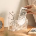 New Double Grid Remote Control Storage Box Wall-mounted Transparent Acrylic Shelfs Multi-function Desktop Storage Container. 