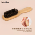 Sutuiying Styling hair brush, bristle brush, bamboo and wood handle, Portable suitable for both men and women, hair and beard styling. 