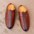 Brown Color Waterproof Leather Sandals Casual Shoes for Men. 