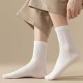 6Pairs Casual Simple Cotton Socks Wear-resistant Soft Medium Tube Socks High Elasticity Breathable Sports Socks Streetwear. 