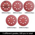 OYPFXMI 200 PCS 5 Inch 8 Holes Hook and Loop Sanding Disc Sandpaper, 40 Pcs Each of 600 800 1000 1500 2000 Grits Sand Paper. 