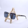 Rimless Golden Black Square Sunglasses For Men. 
