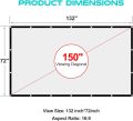150-inch Indoor Outdoor Dual Front/Rear Portable Projector Screen. 