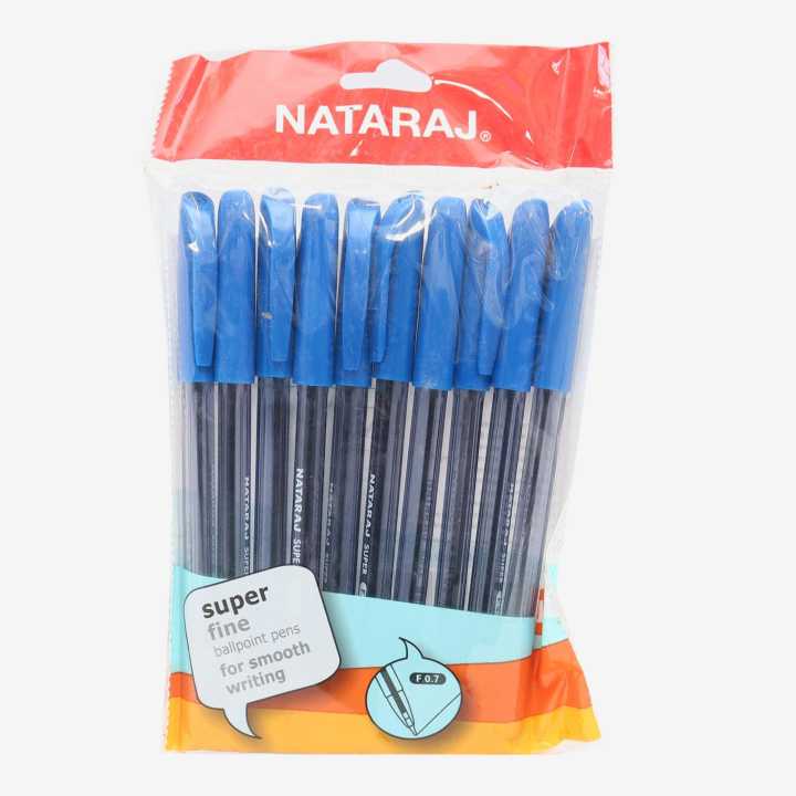 Nataraj Super Fine Ballpoint Pens For smooth Writing (Blue Ink ) Pack Of 10