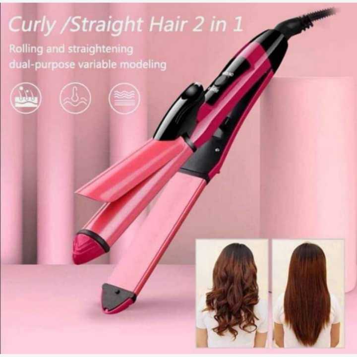 2 In 1 Hair Straightener And hair Curler Machine For Women Curl And Straight Hair Iron Daraz .np