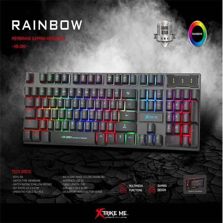 Xtrike Me Gaming Keyboard Mixed rainbow color Backlit KB-280