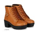 Stylish Casual Women's Heel Boots – Synthetic Leather, Rubber Sole, Winter Boots in Multiple Sizes. 