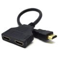 HDMI Splitter Adapter Cable - 1 in 2 Out HDMI Male to Dual HDMI Female Support Two The Same TVs at The Same Time 1080P. 