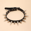 Long Spike Choker Punk Faux Leather Collar  Goth Style Necklace Accessories Natuo. 