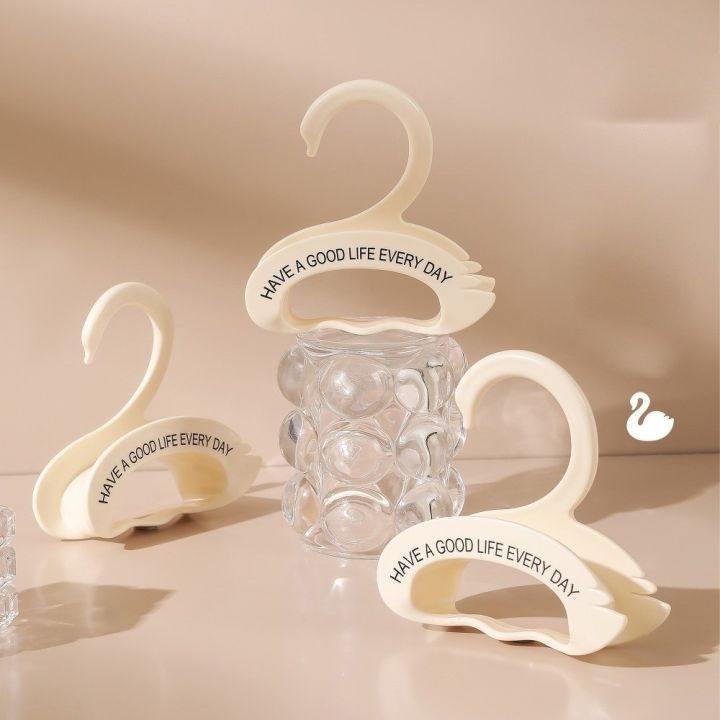 New Cute Swan Shaped Handbag Hangers Saving Space Multifunction Bag Hanger Hook Cream Color Stackable Clothes Rack For Hat Silk Scarf