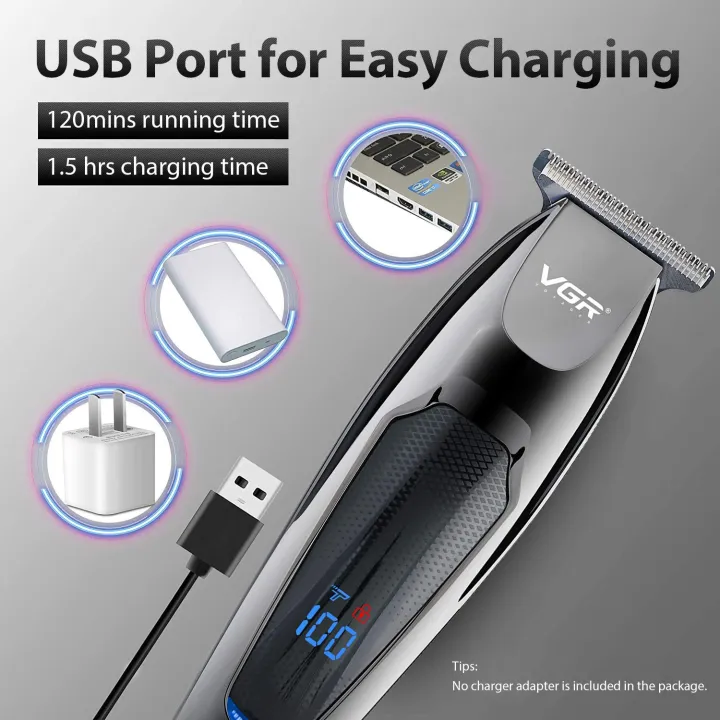VGR%20V-070%20Professional%20Hair%20Trimmer%20Personal%20Electric%20Hair%20Clipper%20Rechargeable%20Strong%20Steel%20Cutting%20Head%20With%20LED%20Display%20-%20Image%205