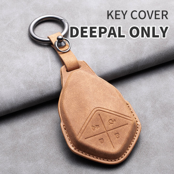 Xiangliang 4 Buttons Car Remote Key Case Cover for Changan Deepal S7 SL03 Leather Car Key Shell Fob Holder Protector Keychain for Deepal