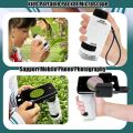 Kid Science Experiment Pocket Microscope Toy Kit 60-120x Educational Mini Handheld Microscope with Light Children STEM Toys Gift. 