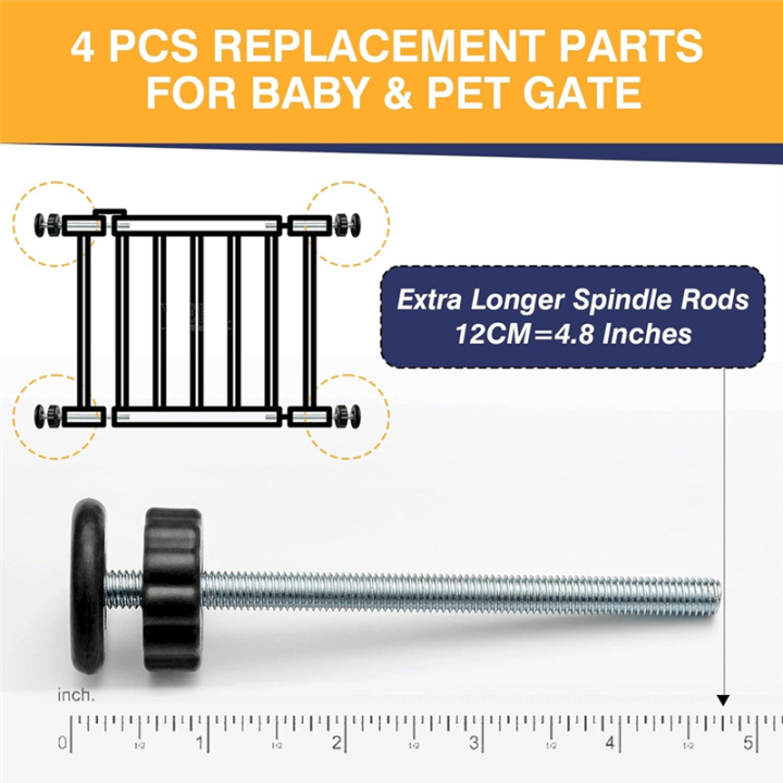 4%20PCS%20Baby%20Gate%20Replacement%20Parts%20Threaded%20Spindle%20Rod%20for%20Pet%20&%20Dog%20Extra%20Long%20Baby%20Tension%20Gate%20Extender%20Pet%20Gate%20Accessories%20Black%20-%20Image%202