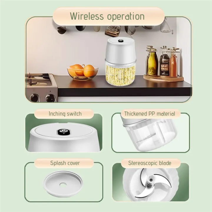 USB%20Electric%20Garlic%20Chopper%20250ML%20Wireless%20Food%20Chopper,%20Green%20-%20Image%205