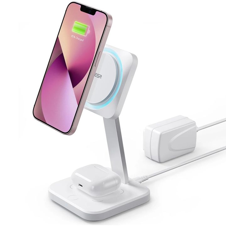 ESR HaloLock 2-in-1 Wireless Charger with CryoBoost Compatible with MagSafe Charger Stand Phone-Cooling Fast Charging